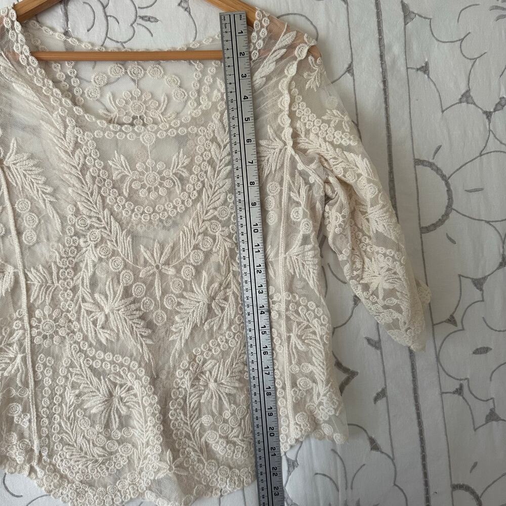 Sheer Embroidered Lace Boho Fairy Top - Picture 3 of 4